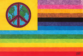 World Peace Flag Post Card 4" x 6" One card $1.00 and pack of four cards for $3.50